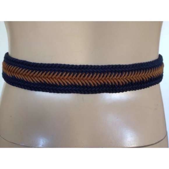 BCBG WAIST BELT WOVEN WEAVED BLUE BROWN BOHO STYLE BRAIDED PLAITED - Picture 4 of 4